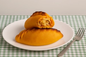 salteñas bolivianas doradas y rellenas de carne jugosa