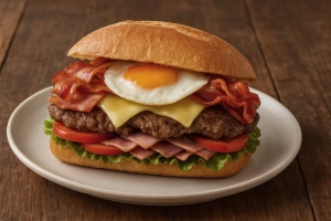 delicioso chivito uruguayo con carne jugosa y acompañamientos