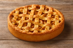 Tarta de manzana americana casera con corteza dorada