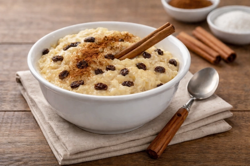 Delicioso arroz con leche peruano servido en un tazón