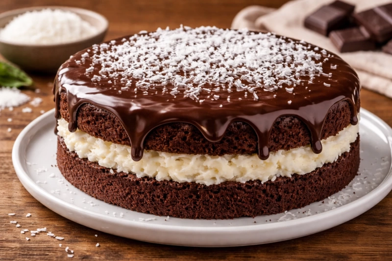 Bolo prestigio brasileño de chocolate y coco delicioso