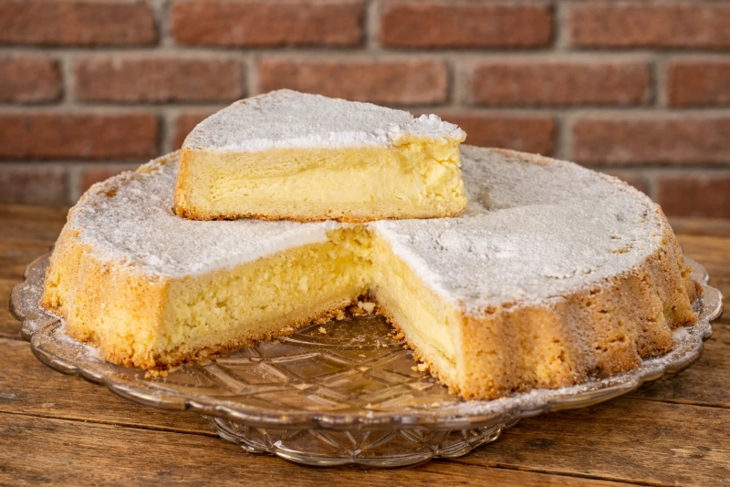 Deliciosa tarta de ricota argentina recién horneada