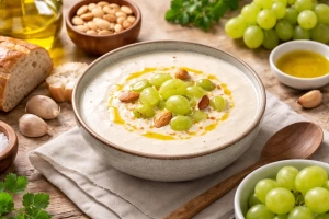 Sopa fría de pan y almendra receta malagueña clásica