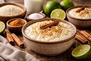 Delicioso arroz con leche guatemalteco en un tazón blanco