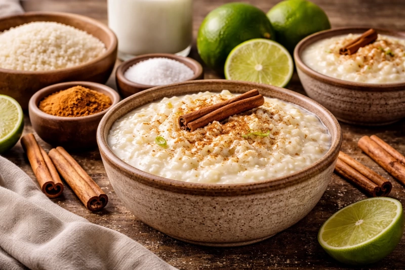 Delicioso arroz con leche guatemalteco en un tazón blanco