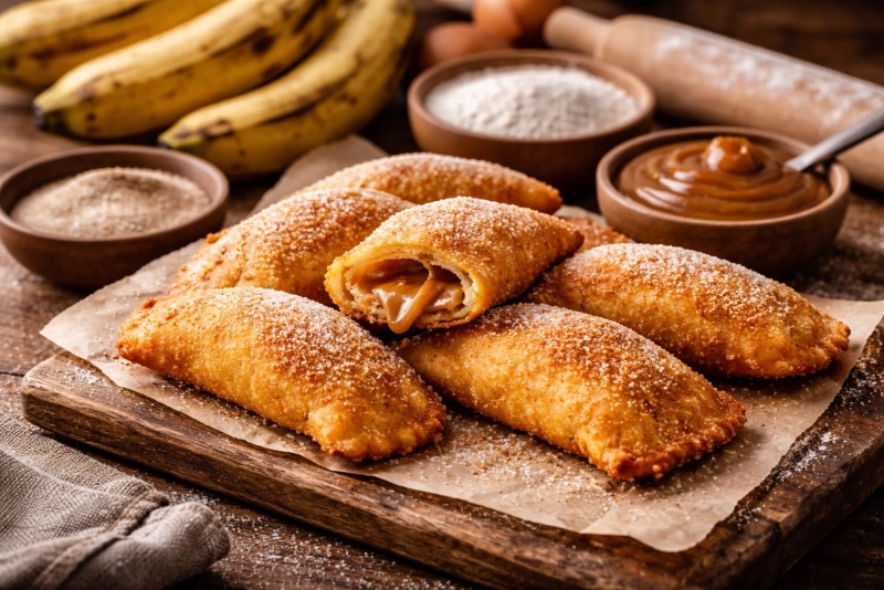 Deliciosas empanadas de plátano doradas y crujientes